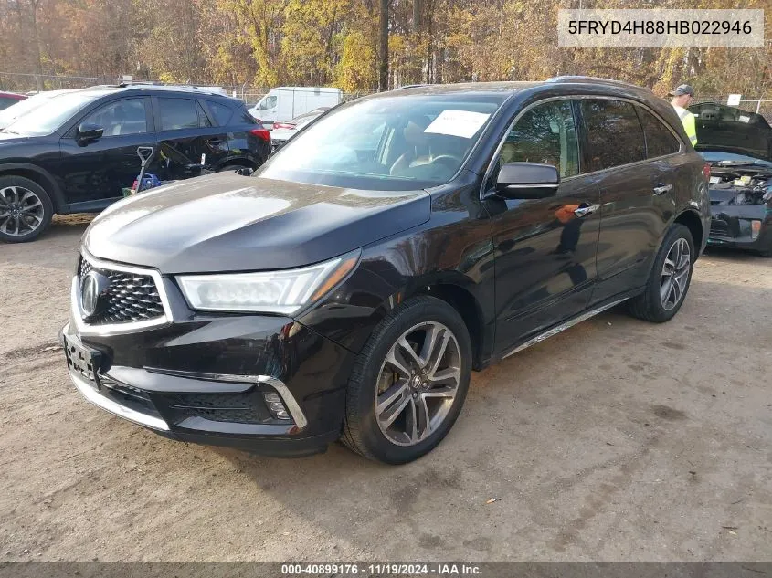 2017 Acura Mdx Advance Package VIN: 5FRYD4H88HB022946 Lot: 40899176