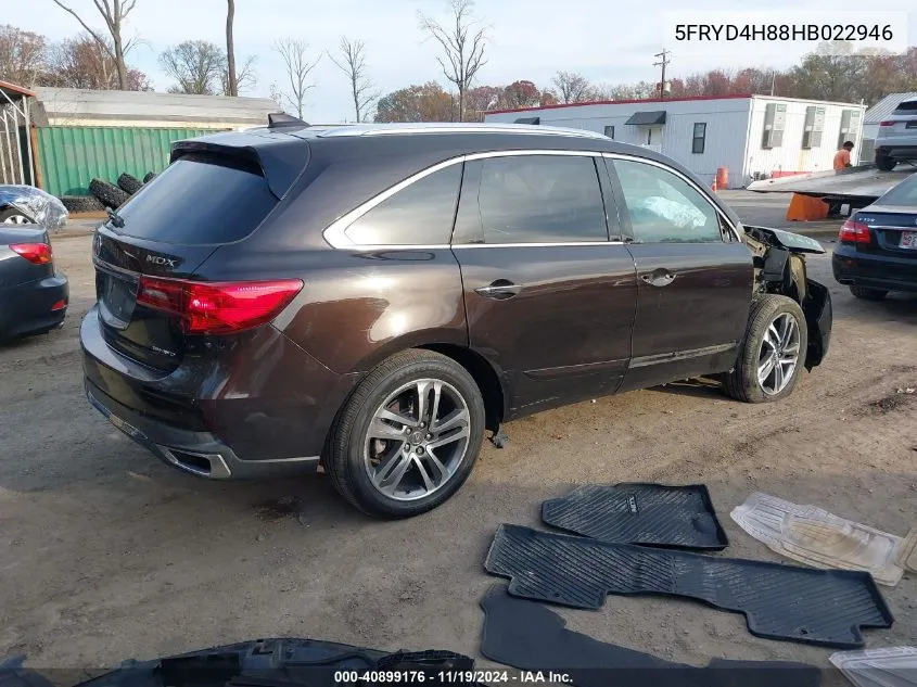 2017 Acura Mdx Advance Package VIN: 5FRYD4H88HB022946 Lot: 40899176