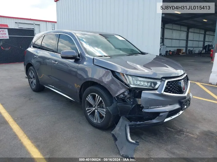 2018 Acura Mdx VIN: 5J8YD4H31JL015413 Lot: 40106824