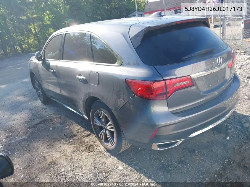 2018 Acura Mdx VIN: 5J8YD4H36JL017173 Lot: 40182740