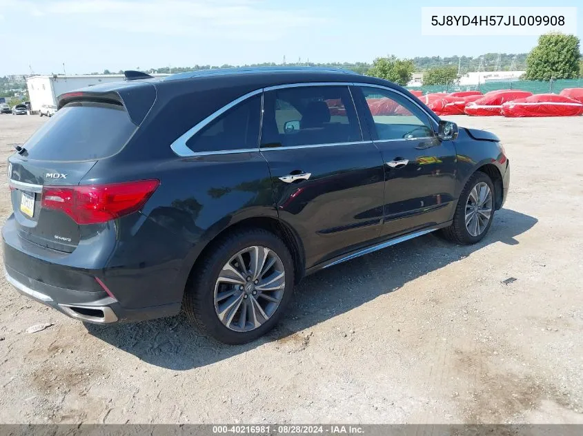 2018 Acura Mdx Technology Package Acurawatch Plus Pkg VIN: 5J8YD4H57JL009908 Lot: 40216981