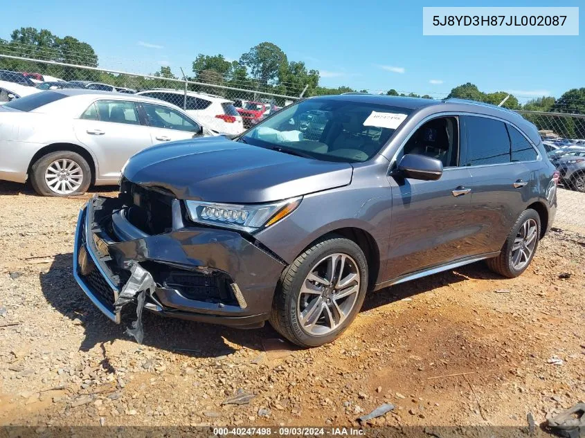 2018 Acura Mdx Advance Package VIN: 5J8YD3H87JL002087 Lot: 40247498