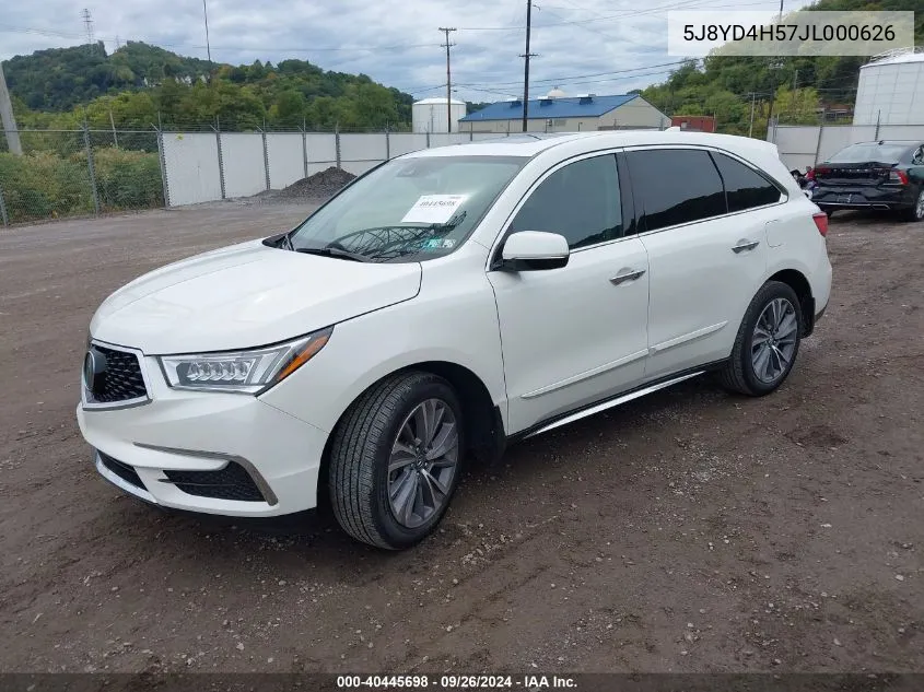 2018 Acura Mdx Technology Package Acurawatch Plus Pkg VIN: 5J8YD4H57JL000626 Lot: 40445698