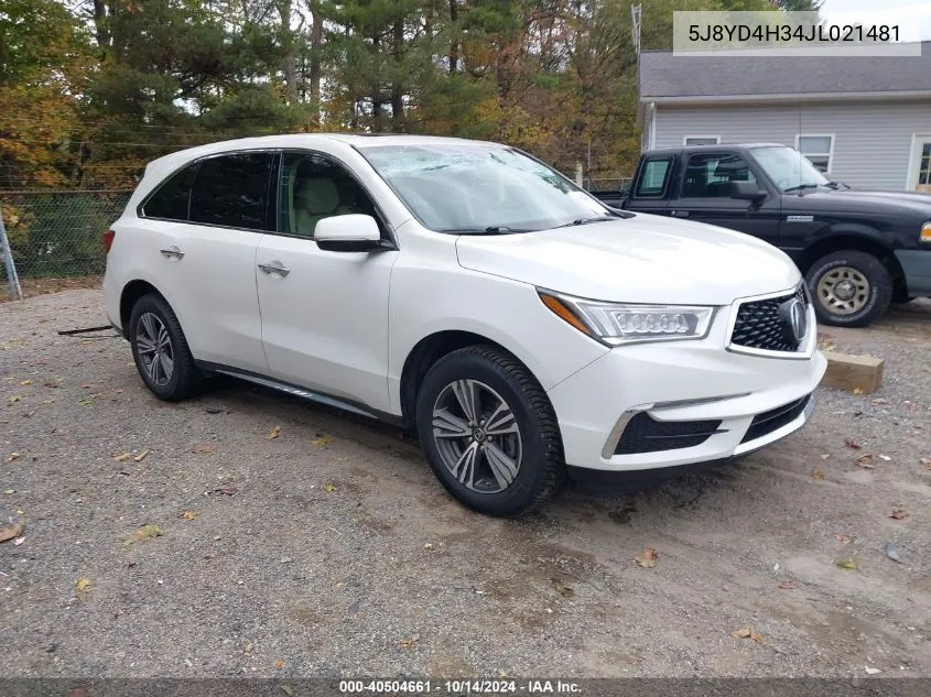 2018 Acura Mdx VIN: 5J8YD4H34JL021481 Lot: 40504661