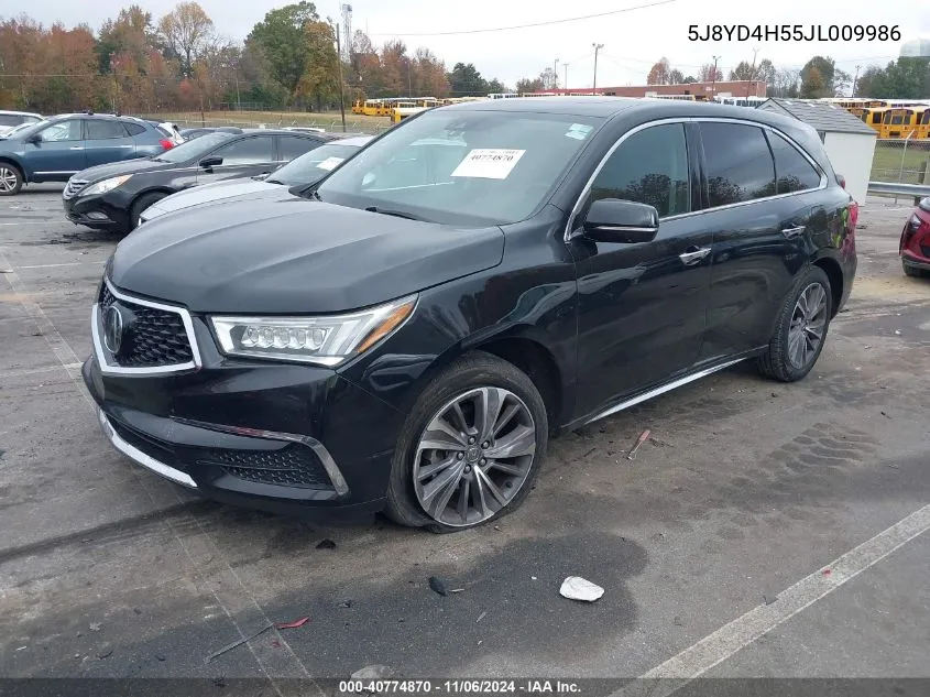 2018 Acura Mdx Technology Package Acurawatch Plus Pkg VIN: 5J8YD4H55JL009986 Lot: 40774870