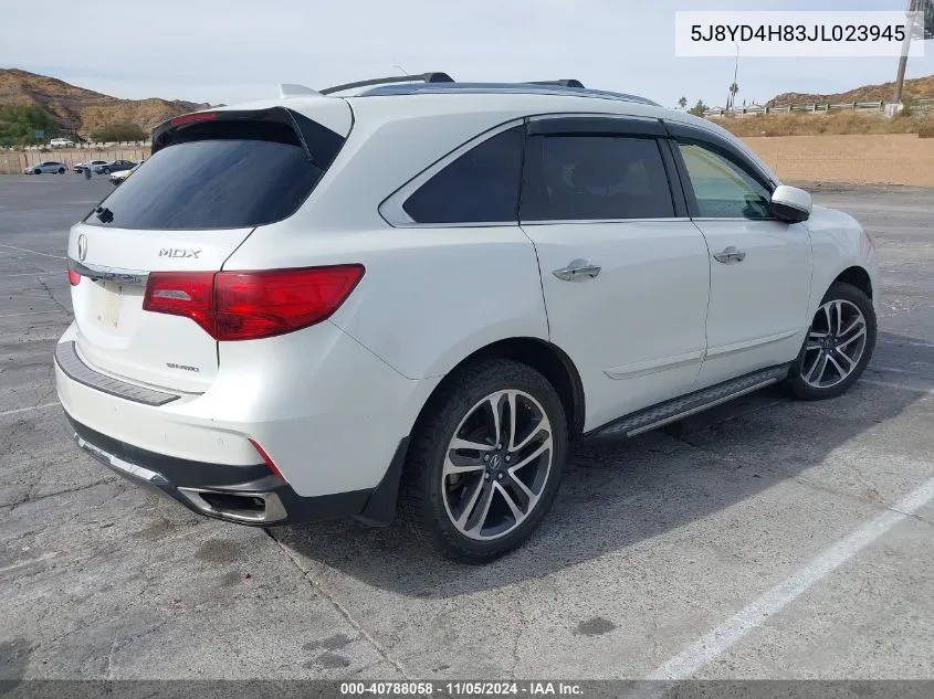 2018 Acura Mdx Advance Package VIN: 5J8YD4H83JL023945 Lot: 40788058