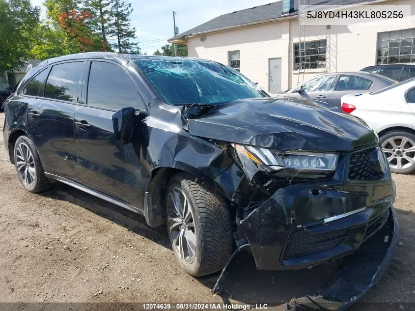 2019 Acura Mdx VIN: 5J8YD4H43KL805256 Lot: 12074639