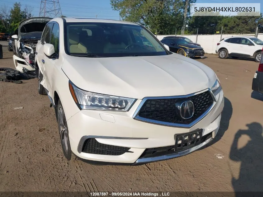 5J8YD4H4XKL802631 2019 Acura Mdx