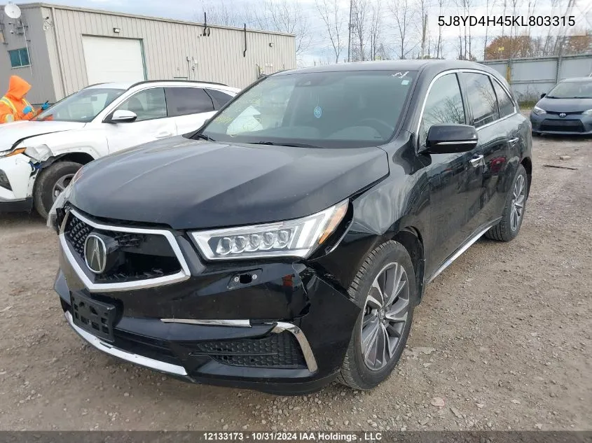 2019 Acura Mdx VIN: 5J8YD4H45KL803315 Lot: 12133173