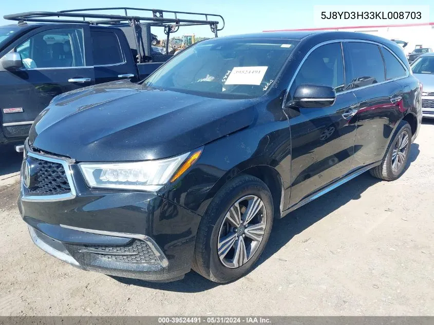 5J8YD3H33KL008703 2019 Acura Mdx Standard