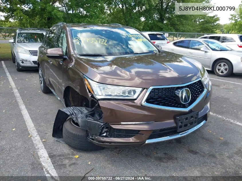 2019 Acura Mdx Advance Pkg VIN: 5J8YD4H80KL000799 Lot: 39755722