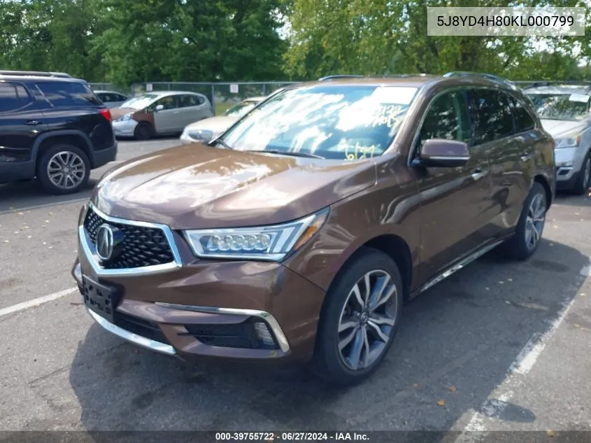 2019 Acura Mdx Advance Pkg VIN: 5J8YD4H80KL000799 Lot: 39755722