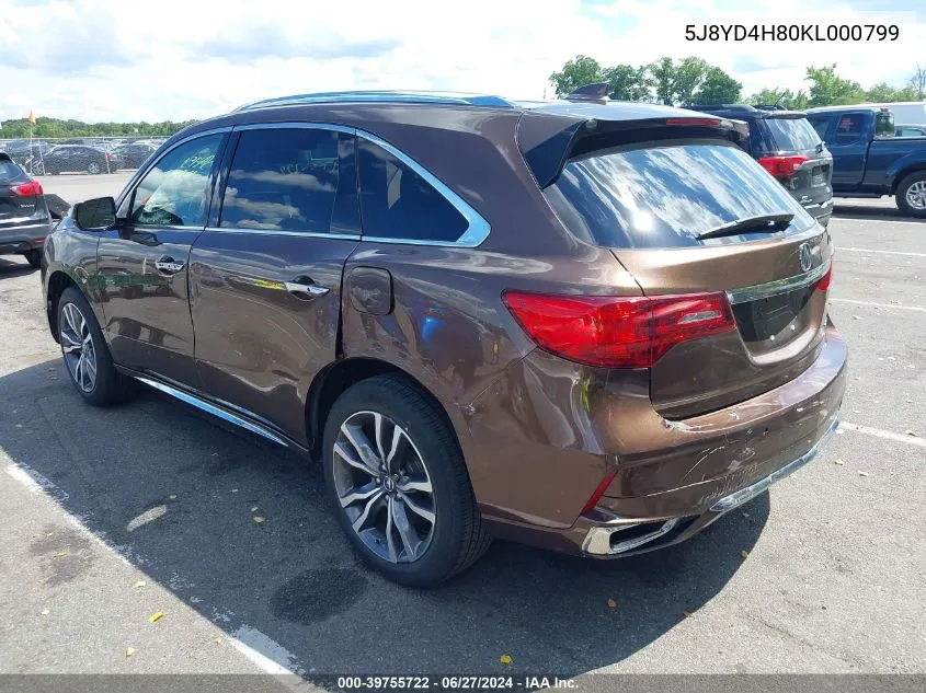 5J8YD4H80KL000799 2019 Acura Mdx Advance Pkg