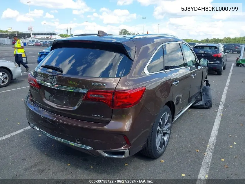 2019 Acura Mdx Advance Pkg VIN: 5J8YD4H80KL000799 Lot: 39755722