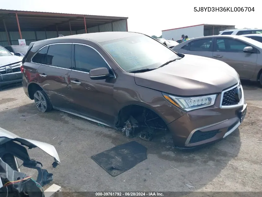 5J8YD3H36KL006704 2019 Acura Mdx Standard