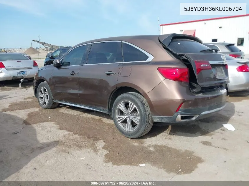 5J8YD3H36KL006704 2019 Acura Mdx Standard