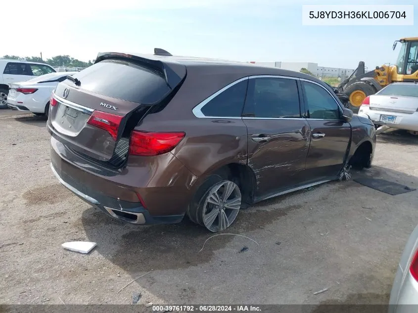 5J8YD3H36KL006704 2019 Acura Mdx Standard