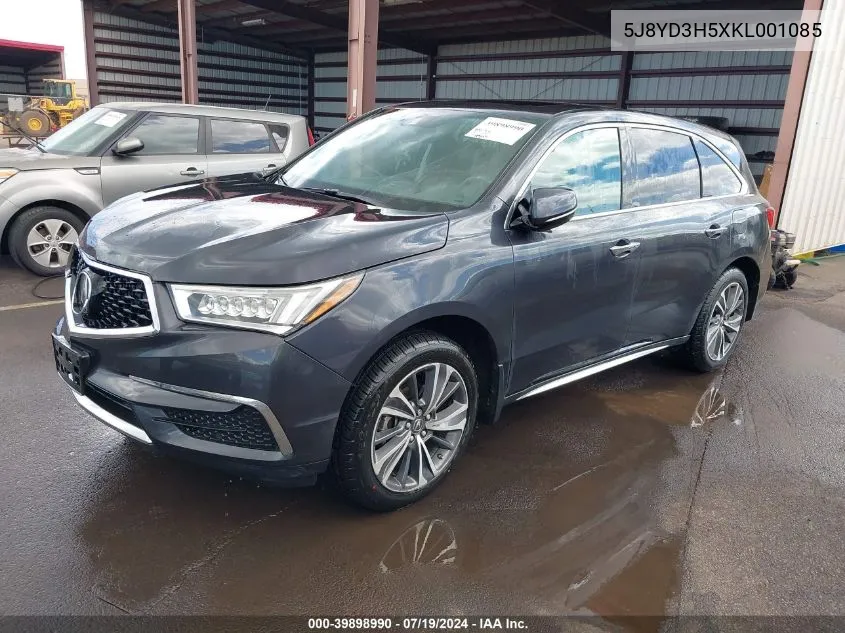 2019 Acura Mdx Tech Pkg VIN: 5J8YD3H5XKL001085 Lot: 39898990