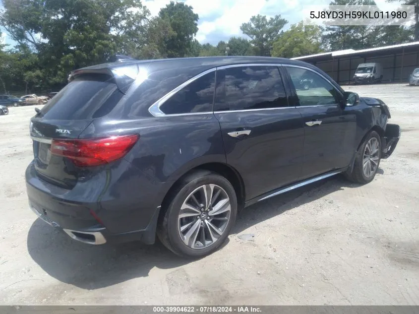 5J8YD3H59KL011980 2019 Acura Mdx Tech Pkg