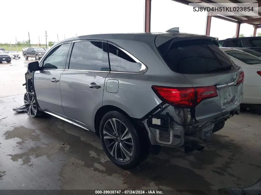 2019 Acura Mdx Tech Pkg VIN: 5J8YD4H51KL023854 Lot: 39938747