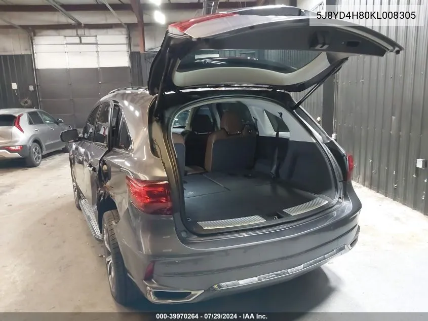 2019 Acura Mdx Advance Pkg VIN: 5J8YD4H80KL008305 Lot: 39970264