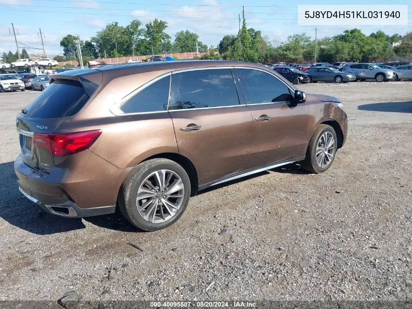 5J8YD4H51KL031940 2019 Acura Mdx Technology