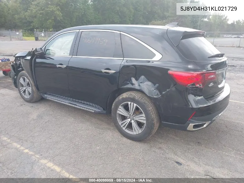 5J8YD4H31KL021729 2019 Acura Mdx Standard