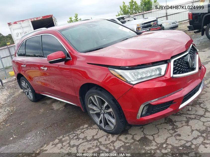 2019 Acura Mdx Advance Pkg VIN: 5J8YD4H87KL024999 Lot: 40205193