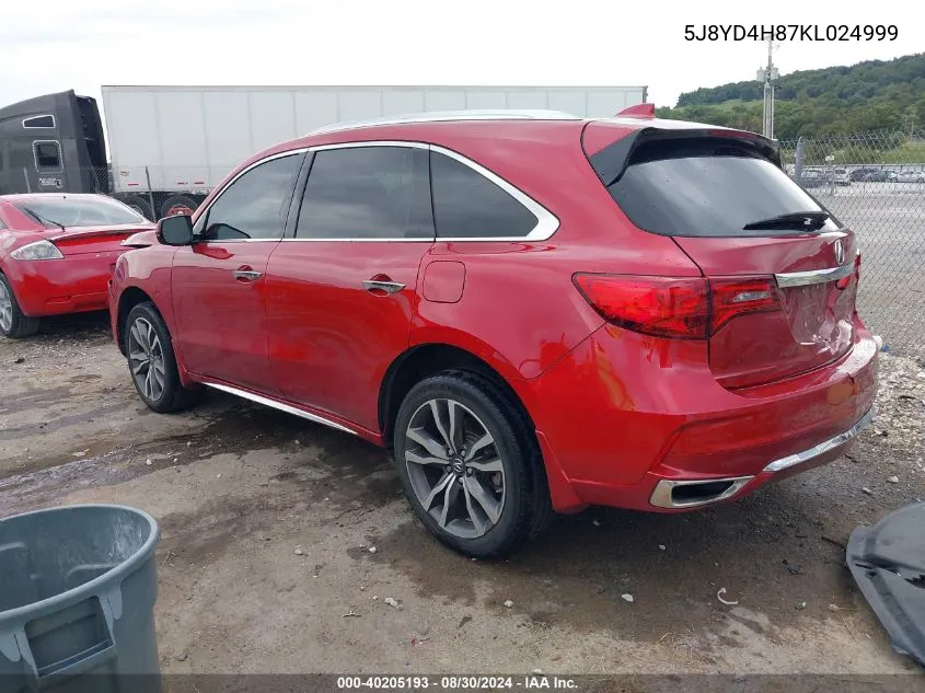 2019 Acura Mdx Advance Pkg VIN: 5J8YD4H87KL024999 Lot: 40205193