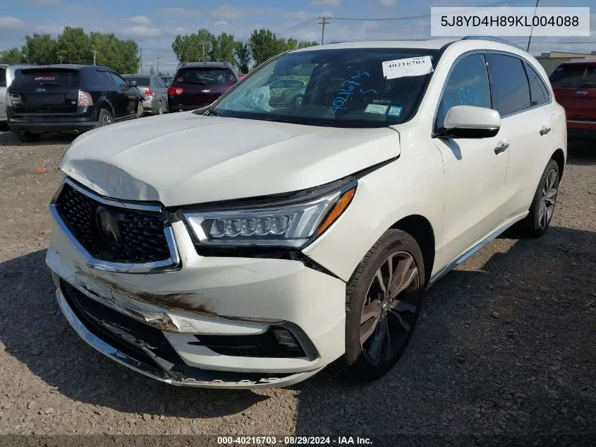 2019 Acura Mdx Advance Pkg VIN: 5J8YD4H89KL004088 Lot: 40216703