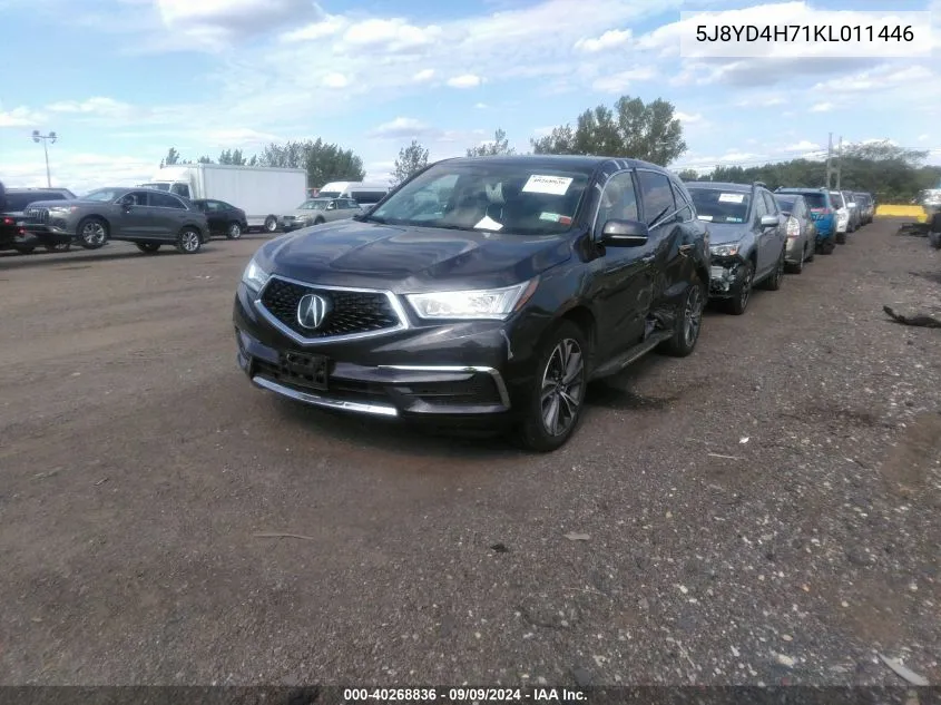 2019 Acura Mdx Tech Entertainment Pkgs VIN: 5J8YD4H71KL011446 Lot: 40268836