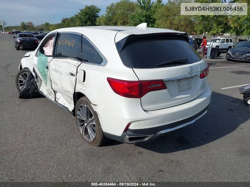 2019 Acura Mdx Tech Pkg VIN: 5J8YD4H53KL006456 Lot: 40354464