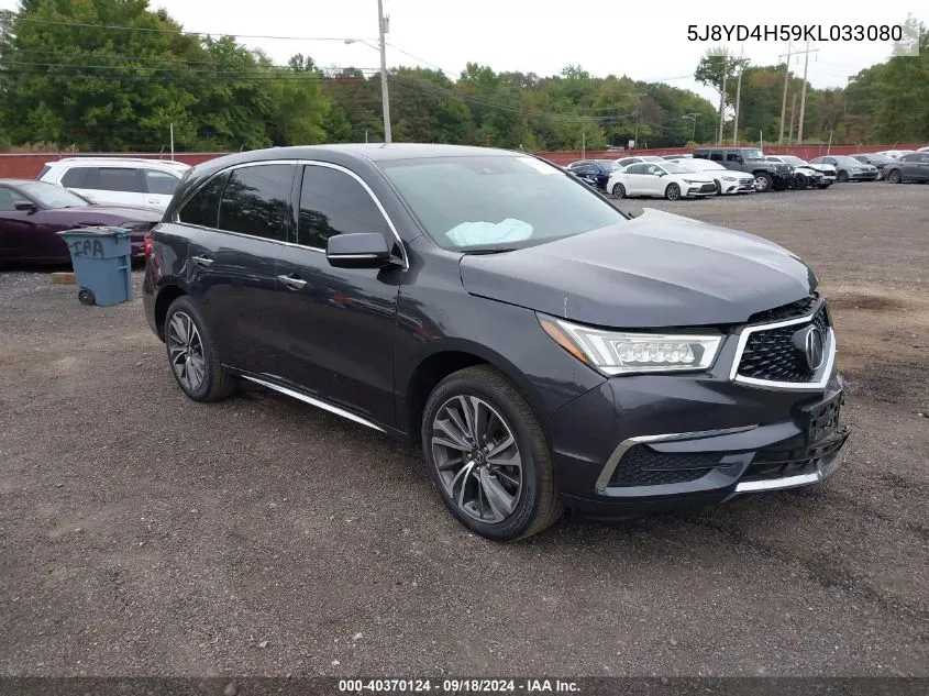 2019 Acura Mdx Technology VIN: 5J8YD4H59KL033080 Lot: 40370124