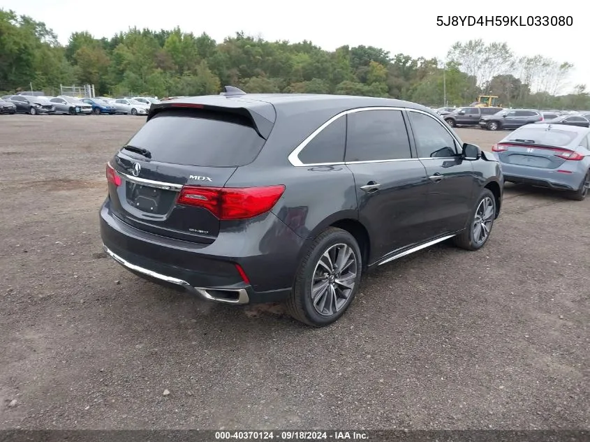 2019 Acura Mdx Technology VIN: 5J8YD4H59KL033080 Lot: 40370124