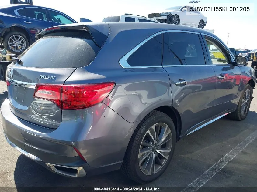 2019 Acura Mdx Tech Pkg VIN: 5J8YD3H55KL001205 Lot: 40415414