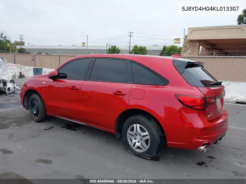 2019 Acura Mdx VIN: 5J8YD4H04KL013307 Lot: 40450440