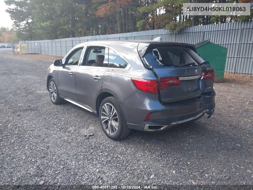 5J8YD4H50KL018063 2019 Acura Mdx Tech Pkg