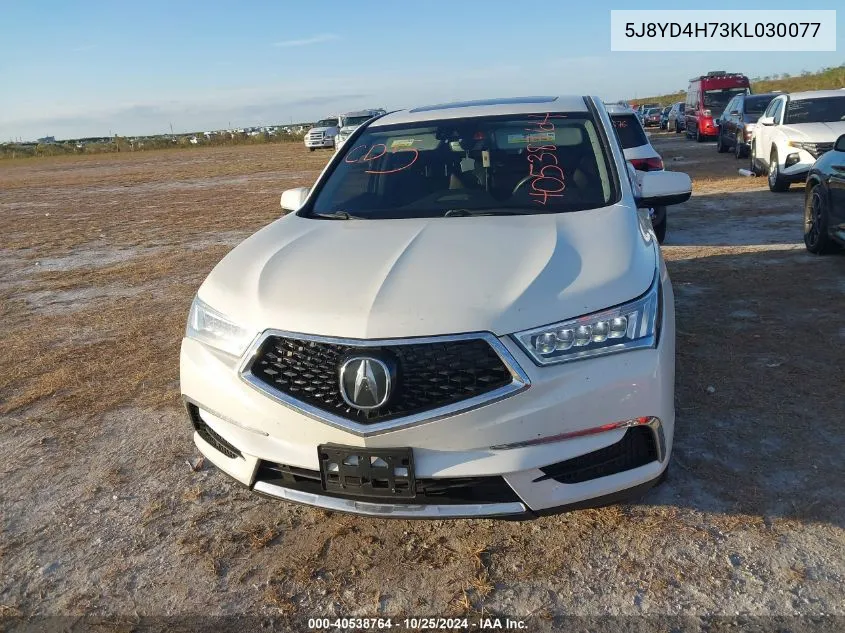 2019 Acura Mdx Tech Entertainment Pkgs VIN: 5J8YD4H73KL030077 Lot: 40538764