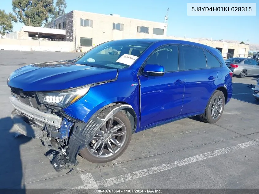 2019 Acura Mdx Tech A-Spec Pkgs VIN: 5J8YD4H01KL028315 Lot: 40767864