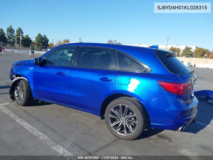 2019 Acura Mdx Tech A-Spec Pkgs VIN: 5J8YD4H01KL028315 Lot: 40767864