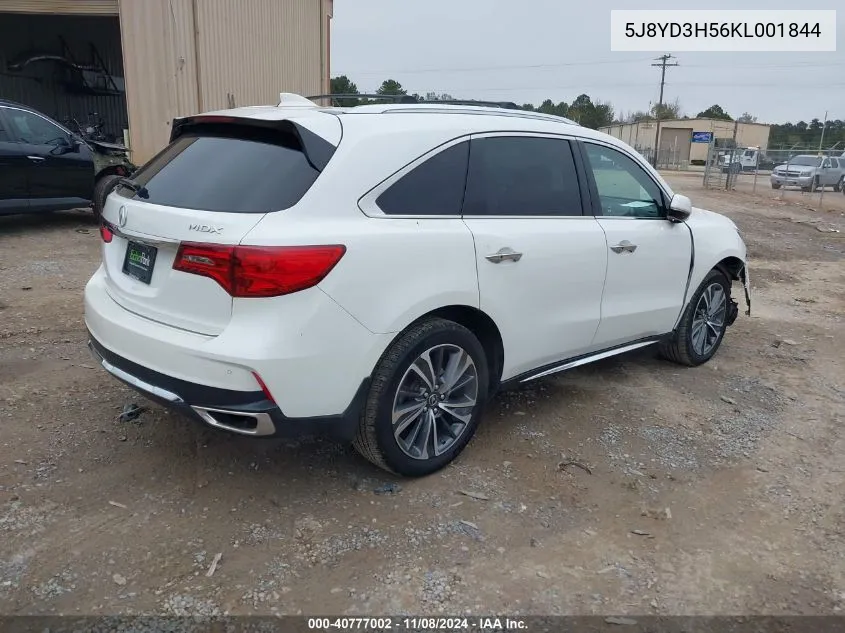 2019 Acura Mdx Tech Pkg VIN: 5J8YD3H56KL001844 Lot: 40777002