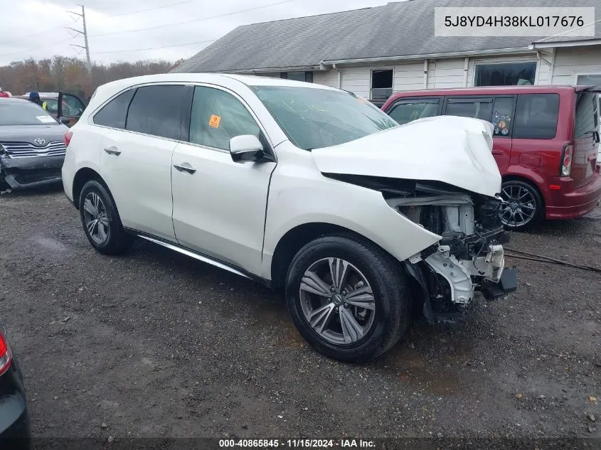 2019 Acura Mdx Standard VIN: 5J8YD4H38KL017676 Lot: 40865845