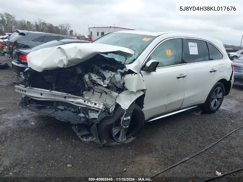 2019 Acura Mdx Standard VIN: 5J8YD4H38KL017676 Lot: 40865845