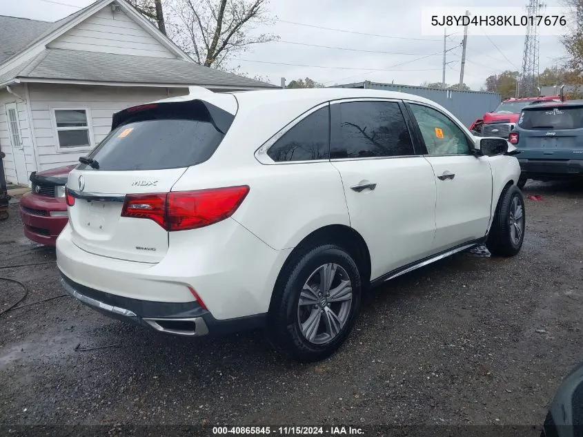 2019 Acura Mdx Standard VIN: 5J8YD4H38KL017676 Lot: 40865845