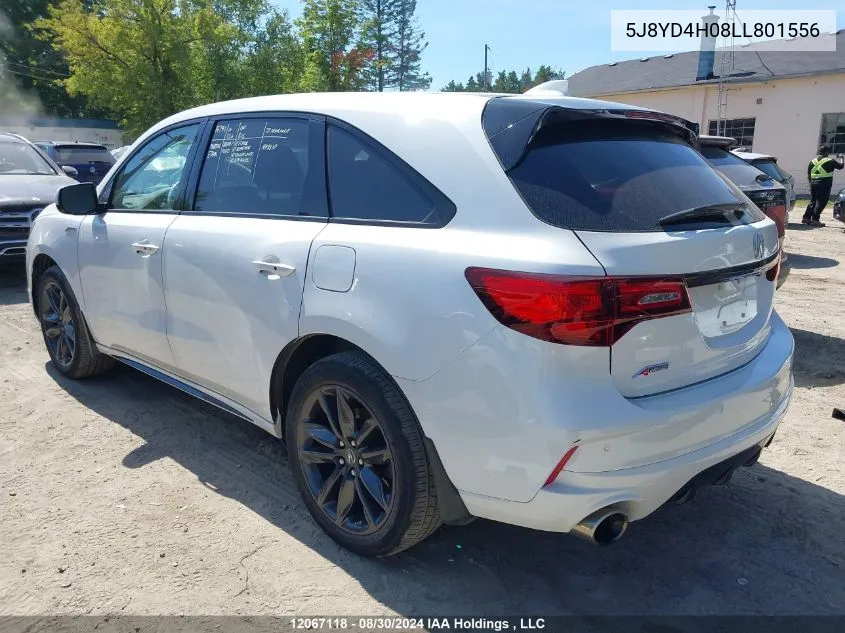 2020 Acura Mdx VIN: 5J8YD4H08LL801556 Lot: 12067118