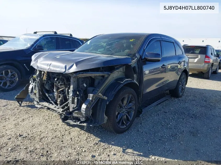 2020 Acura Mdx VIN: 5J8YD4H07LL800740 Lot: 12132131