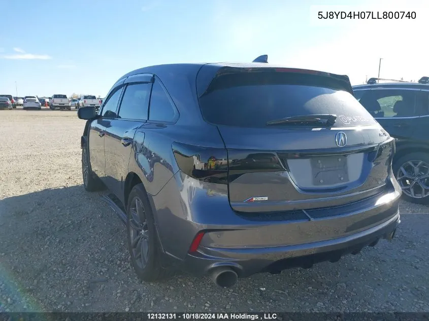 2020 Acura Mdx VIN: 5J8YD4H07LL800740 Lot: 12132131