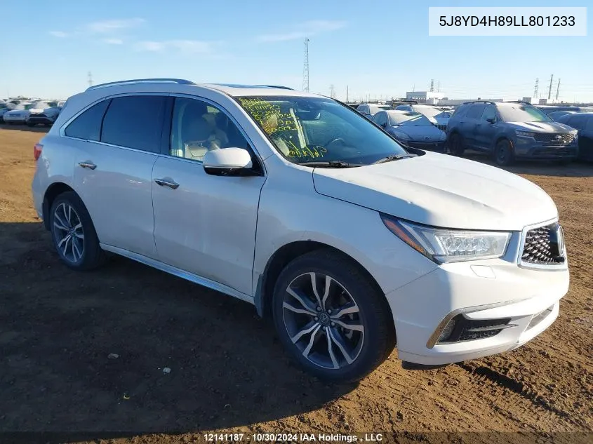 2020 Acura Mdx Advance VIN: 5J8YD4H89LL801233 Lot: 12141187