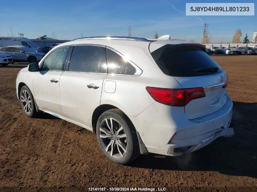 2020 Acura Mdx Advance VIN: 5J8YD4H89LL801233 Lot: 12141187