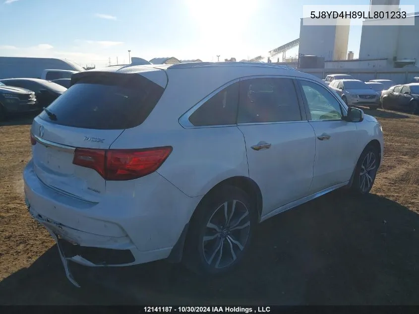 2020 Acura Mdx Advance VIN: 5J8YD4H89LL801233 Lot: 12141187